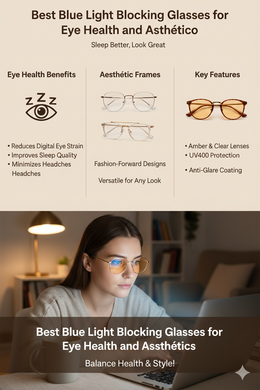 Find the best blue light blocking glasses that balance eye health benefits, like better sleep, with stylish frames for a perfect aesthetic.Best blue light blocking glasses for eye health and aesthetics
