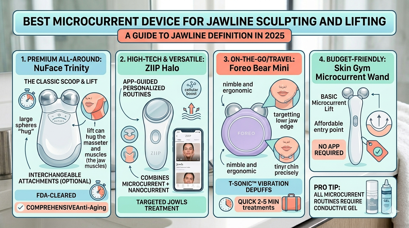 Discover the best microcurrent devices on Amazon for a sculpted jawline and lifted facial contours in 2025. We compare top models like NuFace, Ziip, and budget-friendly alternatives for professional, at-home results.   Best Microcurrent Device for Jawline Sculpting and Lifting - Amazon